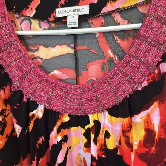 Fashion Bug Beaded Neck Animal Print Mini Dress Sz M - Picture 3 of 4